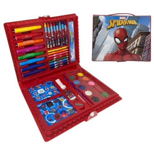 Valigetta con colori per bambini Spiderman Marvel set 65 pezzi di colori e cancelleria kit disegno e pittura