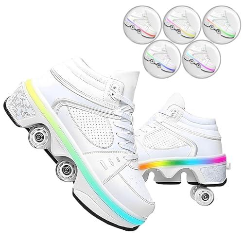 TOME. SKATES Scarpe con Rotelle per bambine, Pattini a Rotelle per bambini e Sneakers 2 in 1, Pattini a 4 Ruote deformati per bambino come regali di Natale e compleanno (F, EU-36)