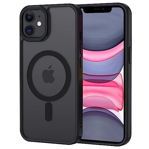 XTCASE Cover Magnetica per iPhone 11 [Compatibile con MagSafe], Custodia Traslucida Opaca Posteriore Resistente ai graffi TPU Bumper Antiurto Sottile Protettiva Case, Nero