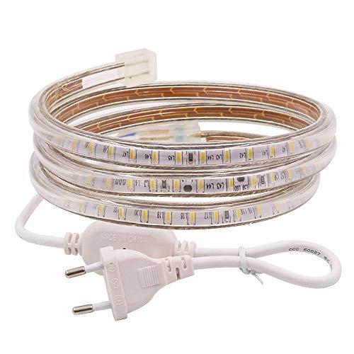 XUNATA Striscia LED, 3 Metri, Luce Bianco Caldo, 220V SMD 3014, 120 LEDs/m, IP67 Impermeabile, Flessibile Striscia a LED Moderno per Cucina Scala Soffitto Tetto