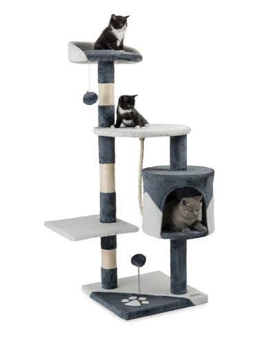 lionto Tiragraffi per Gatto Albero Tiragraffi Gatto Gioco Giocattolo Gatti Altezza 112 cm, Grigio/Bianco
