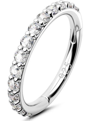 OUFER Helix Piercing Jewellery Sterling Silver 925 Daith Earring Cartilage Hoop 16G Tragus Rook Orbital Conch Ring Snug Hinged Septum Clicker Nose Ring 1.2mm