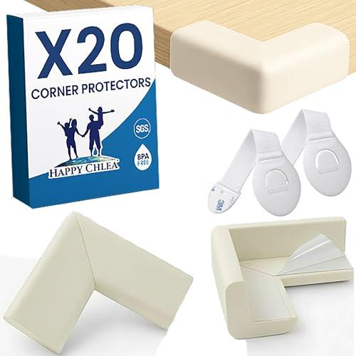 HAPPY CHLEA® 10 Paraspigoli Bambini Angolari in Gomma Morbidi - Protezioni di Sicurezza in Schiuma per Angoli o Spigoli di Tavoli e Mobili. Tecnologia