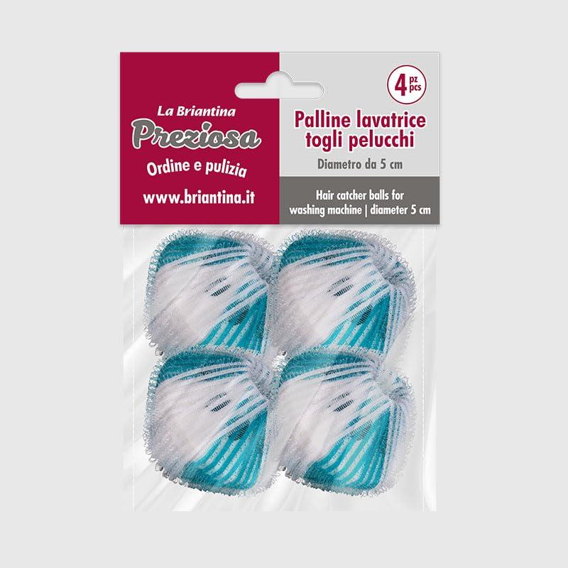 La Briantina - Set 4 Palline Togli Pelucchi in Velcro per Lavatrice - Rimuove Peli di Animali e Pelucchi - Ø 5 cm, Bucato Pulito e Senza Residui