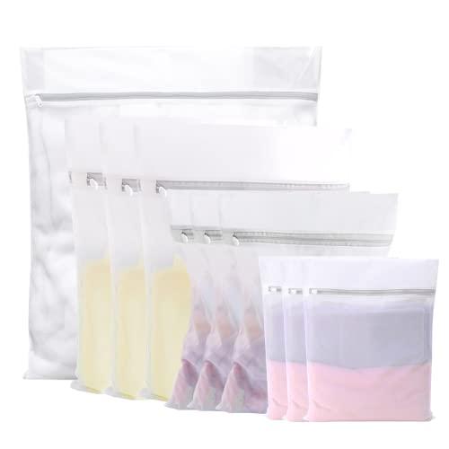 BillyBath Sacco per lavatrice Sacco per bucato in rete per lavatrici Sacco per bucato con cerniera per vestiti delicati Reggiseno interno Calzini Scarpe e vestiti per bambini - 10 pezzi (1XL+3L+3M+3S)