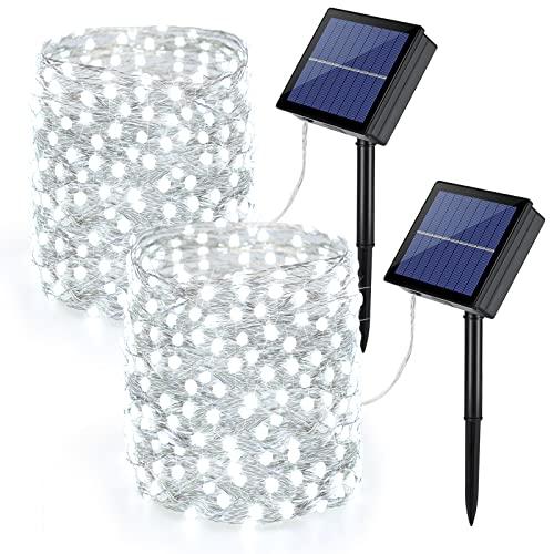 Joomer 2 Pezzi Luci Solari Esterno, 2x12m 120LED Catena Luminosa Esterno Solare, 8 Modalità Impermeabili Filo di Rame Led Lucine