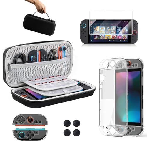Lmcpa Custodia Kit di Accessori Compatibile con Nintendo Switch 2 2025,Contiene Etui di Trasport,Pellicola Protettiva,Cover Protettiva Trasparente,Impugnatura per il Pollice.