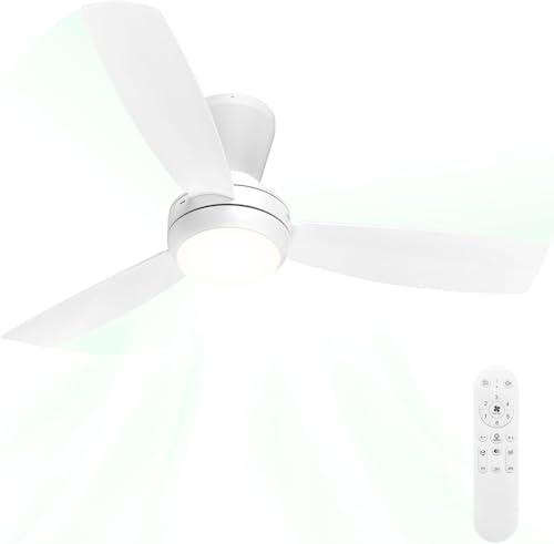 Airwit Ventilatore da Soffitto con Luce LED Regolabile 106cm, 3 Pale Snap-On, Silenzioso Ventilatore da Soffitto con Telecomando per Camera Soggiorno Cucina, 6 Velocità