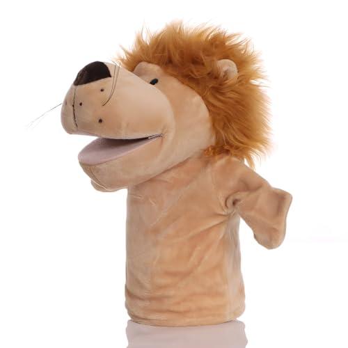 Proumhang Marionette a Mano per Bambini,Morbido Peluche Animale Zoo Marionetta per Bambini,Ragazzi,Ragazze,Grandi Bocche Mobili Leone 25cm