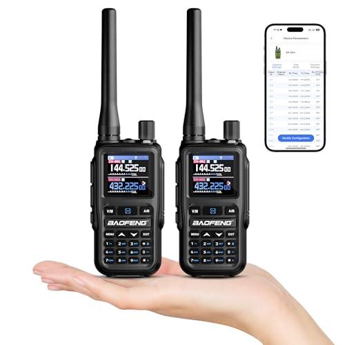 Baofeng GT-5R Mini Radio portatile 5W a doppia banda, Walkie Talkie UHF VHF compatto con programmazione tramite App BT, 999 canali, Doppio PTT, USB-C, Ricevitore Airband/FM, Torcia, Confezione da 2