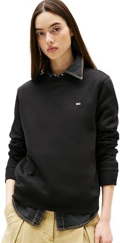 Tommy Jeans Tjw Reg S Flag Crew Dw0Dw19959, Felpa Pullover, Donna, Nero (Black), S