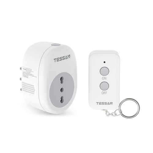 TESSAN Presa con Telecomando, Prese con Interruttore, Portata 30 M, Spina con Telecomando per Luci a Stringa da Interno, Lampade, Presa Wireless Italiana 16A per Elettrodomestici, 3680W