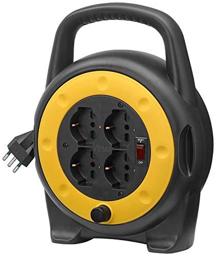 Vimar 0P32702 Avvolgicavo 10A (Piccola) 4 uscite universali, con Interruttore di Protezione, 5 Metri, Multicolore