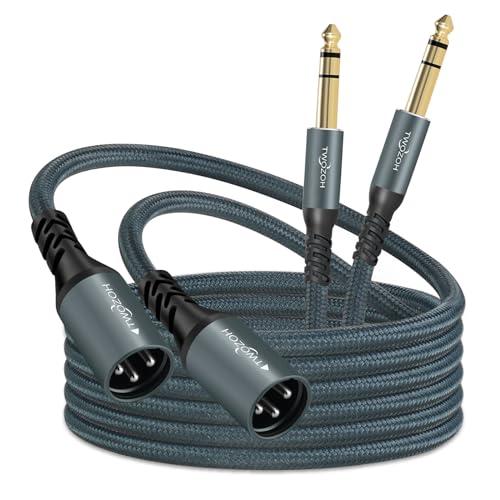 Twozoh Cavo Audio Jack 6,35 mm a XLR Maschio 3 pin 5M 2 Pezzi, Intrecciato XLR Maschio a 1/4 TRS Cavo stereo per chitarra (Professionale/HiFi)