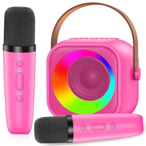MicQutr Macchina Karaoke con 2 Microfono, Karaoke Portatile Bambini con Altoparlante Bluetooth, Microfoni Wireless Giocattolo Elettronico per Cantare, Regalo Bambina per Party, Compleanni, Feste