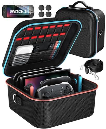 iVoler Compatto Custodia di Trasporto per Nintendo Switch 2 con Pellicole Protettive e Cappuccio del joystick, Case da Viaggio Rigido Deluxe per Console Switch, Dock, Caricabatteria e Altri Accessori