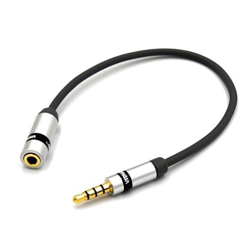 VITALCO TRS a TRRS Adattatore per Microfono Cavo Mini Jack 3.5 TRS Femmina a 4-poli TRRS 3.5mm Maschio