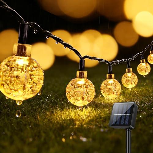 Suright Catena Luminosa Esterno Solare, 13m 60 LED Luci Solari da Giardino, 8 Modalità, IP65 Impermeabile, Luci Solari da Esterno per Balcone, Decorazione, Giardino, Terrazze, Feste, Campeggio