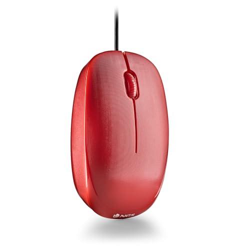 NGS FLAME RED - Mouse Ottico 1000dpi con Cavo USB, Mouse per Computer o Laptop con 3 Pulsanti, Ambidestro, Rosso