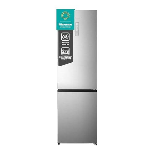 Hisense MC60331ID Frigorifero Combinato a libera installazione, Total No frost con doppia porta reversibile, Inox Look, Altezza 200 cm, capacità netta 336 litri, Classe energetica D
