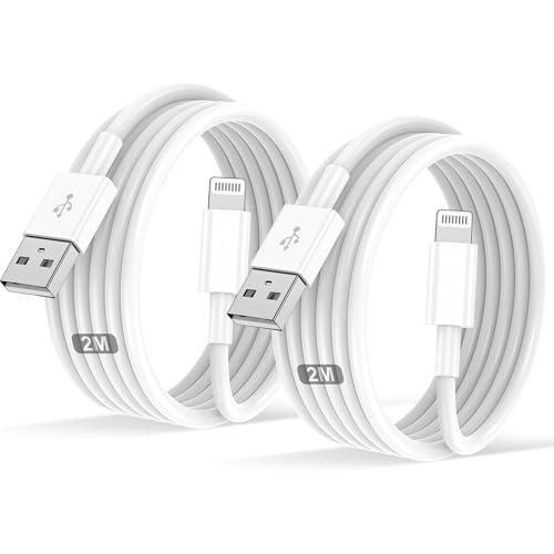 Cavo For IPhone Originale For Apple Certificato MFi,Cavetto USB Lightning Ricarica 2Pezzi 2M+2M For iPhone 14 Pro Max/13/12/11/XR/XS/X 8/7/6s/6/5/Plus/SE/SE 2/iPad Mini 4 caricatore cavi