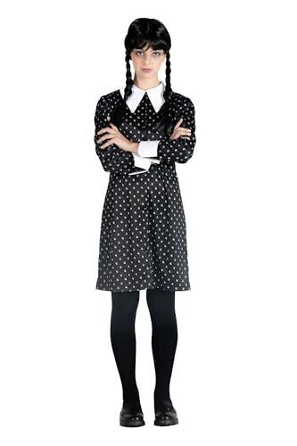 Ciao 11322S, Travestimento Bambina Ragazza Originale Wednesday con Parrucca, Nero/Bianco, 6 - 8 anni