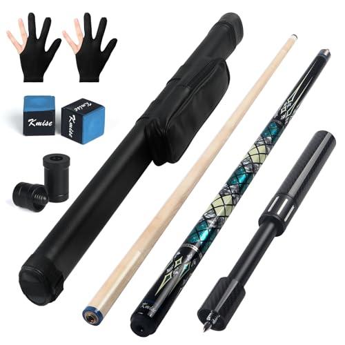 Kmise Stecca da biliardo da 58 '' 48 ~ 62 once con stecca di estensione in fibra telescopica, set professionale da biliardo in acero canadese fatto a mano, con custodia per stecche da biliardo in