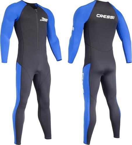 CRESSI Wahoo Man Monopiece Wetsuit 2mm, Muta Monopezzo Realizzata in Morbido Neoprene 1.5/2mm e Elastan Uomo, Nero/Blu, M/3