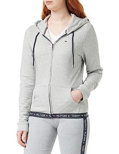 Tommy Hilfiger Felpa con Cappuccio e Zip Donna Terry Cerniera, Grigio (Grey Heather), S