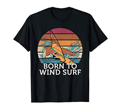 Born To Wind Surf Retro Vintage Sunset Beach Surf Maglietta