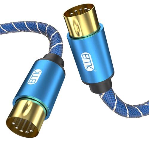 EMK Cavo MIDI, Cavo per Strumenti MIDI 5pin Cavi Tastiera MI-DI Maschio a Maschio Cavi MIDI in-out 5pin DIN MIDI per Organo elettronico, Mixer, Pianoforte, Tamburo, Scheda audio (1 metri)