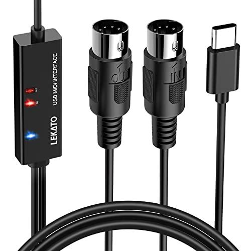 LEKATO Cavo MIDI Tipo C, Adattatore MIDI Tipo C a Interfaccia MIDI Convertitore Ingresso-Uscita MIDI da 6,5 Piedi Tastiera per PC/Mac/Laptop per Strumenti MIDI