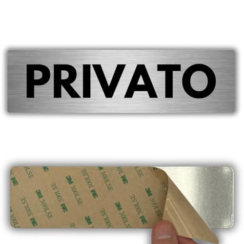 LEIASA | Segnale adesivo Privato - 5x18 cm - Spessore 0,8 mm - Alluminio - Cartello Zona Privata - Segno Accesso Riservato - Cartello adesivo 3M - Spazio Esclusivo