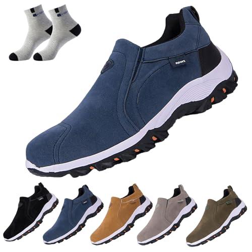 Scarpe da Passeggio Ortopediche da Uomo, Scarpe Ortopediche Comode con Supporto per L'Arco Plantare, Scarpe Slip on Imbottite (43,Blu)