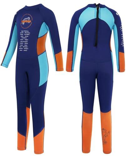 Gogokids Muta Termica per Bambini - Costumi da Bagno Ragazzi Muta da Sub Intero 2.5mm Neoprene Costumi da Mare per Nuotare Immersioni Protezione Solare UV 50+, M