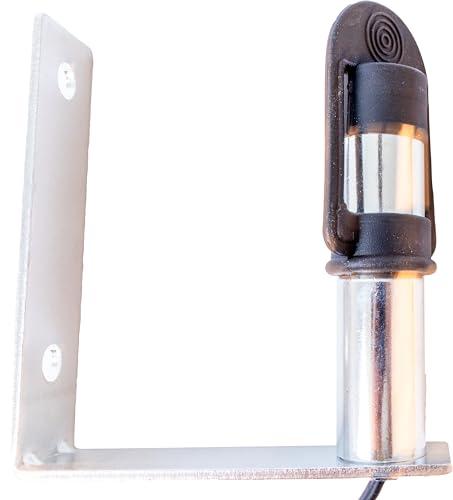 Ama Piantone di Supporto per Lampeggiante in Metallo Zincato – Altezza 121 mm, Diametro 24 mm, Staffa a L, Compatibile con Lampeggianti a Base Flessibile e a Imbuto