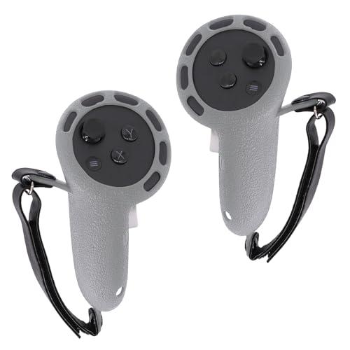 Cover per controller VR Touch per Meta/Oculus Quest 3, accessori in silicone, antiscivolo, con cinturino regolabile per nocche, per mani piccole e medie (grigio)