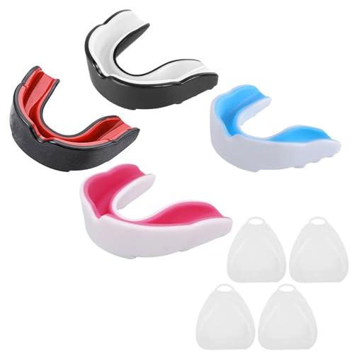 4 Pezzi Paradenti Sportivi con Custodia, Set Paradenti per Bambini, Paradenti Professionale, Paradenti Boxe, per Tutti Gli Sport, tra Cui Rugby, MMA, Hockey, Judo Arti Marziali e Boxe