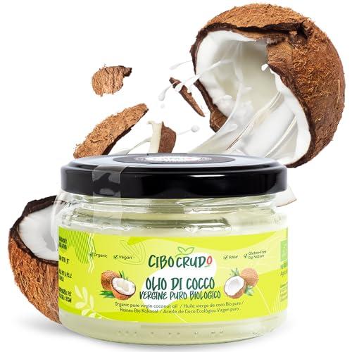 Olio di Cocco Biologico - 200 ml. Olio di Cocco Alimentare Bio Puro. Olio di Cocco per Capelli Corpo e Viso. Coconut Oil Organic Vergine. Liquido Sopra i 23° Burroso/Burro sotto.