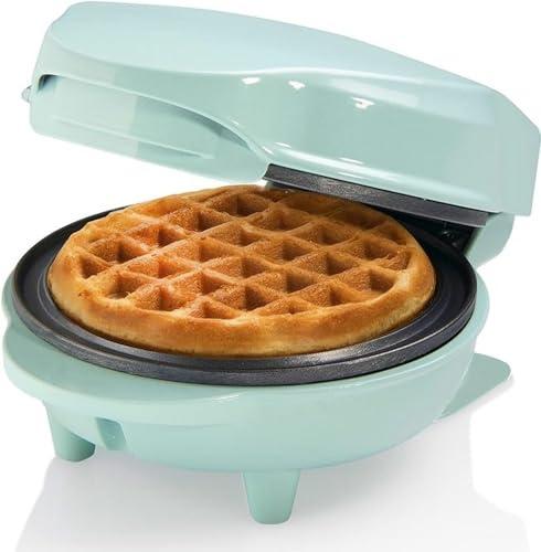 Bestron Waffle Maker, Piastra per waffel mini Ø10 cm, piccola macchina con rivestimento antiaderente, per compleanni di bambini, feste di famiglia, Pasqua o Natale, 550 watt, colore: verde