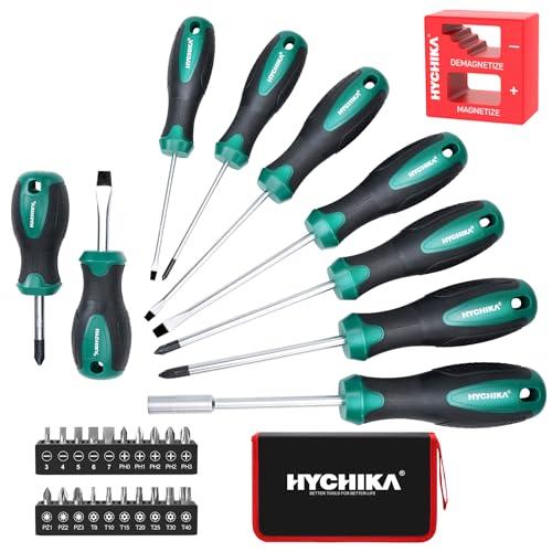 HYCHIKA 30 PZ Set di Cacciaviti Professionali con Cacciaviti a Testa Piatta e Phillips, Resistente Strumento Kit Cacciavite Manuale per DIY, Casa, Ufficio