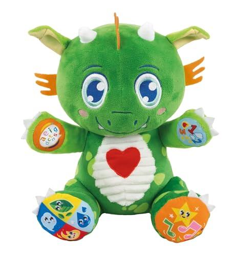 Clementoni Baby Dino Draghetto Birichino - Peluche Parlante Interattivo, Gioco Educativo Prima Infanzia Bambini 6 Mesi, Gioco Pupazzo Neonato, Musicale, Luci e Suoni, con Batterie, in Italiano, 17963