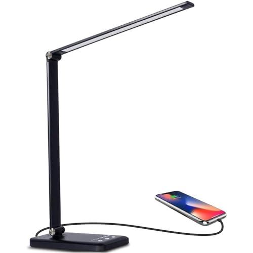 Lampada da Tavolo 52 LED,USB Ricaricabile Lampada da Scrivania,Dimmerabile 10 Luminosità × 5 Modalità,Pieghevole Touch Controllo Lampade per Ufficio,Timer 30/60 Mins,funzione di memoria