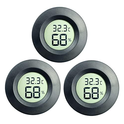 DIFCUL 3pcs | Mini LCD Digitale Termometro Igrometro, Temperatura Umidità Misuratore per chitarra Rettili Serra per auto (3 pezzi Nero)