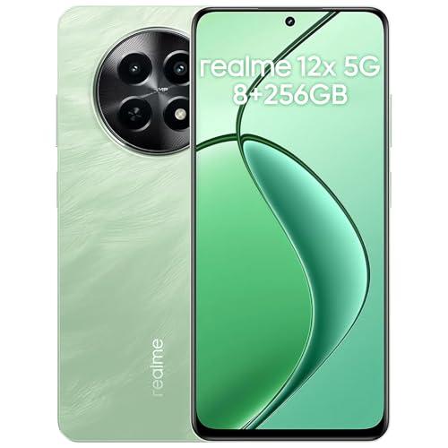 realme 12x 5G Smartphone 8+256 GB, 6.72 pollici Smartphone, Fotocamera AI da 50 MP, Dual Standby 5G, Display da 120 Hz, Batteria da 5.000 mAh, Carica SUPERVOOC da 45W, Verde (senza adattatore)