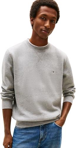 Tommy Hilfiger Uomo Felpa Essential Fleece Crew Neck Regular Fit, Grigio (Medium Grey Heather), L