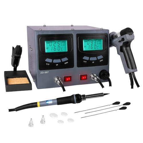 Stazione Saldante Dissaldante ANFEL AN-987 con Pistola Ceramica 90W Succhia Aspira Stagno Pompa Aria Interna + Stilo Ceramica per Saldatura 60W Temperatura Controllata 160-480° Salda e Dissalda