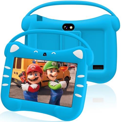 VESWWE Tablet Educativo per Bambini 7 Pollici Android Tablet Bambini con WiFi Bluetooth Doppia Fotocamera 32GB ROM Controllo Parentale Custodia Protettiva (Blu)