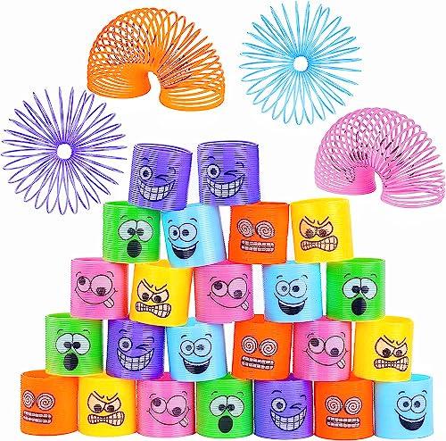 flintronic 24 Pezzi Mini Smiley Spring, Molla Giocattolo per Bambini, Gadget Compleanno, Spirale Arcobaleno per Feste
