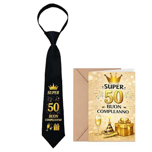NEONSKY Cravatta Personalizzata per Compleanno Uomo Donna – Idee Regalo per 18/30/40/50/60/70/80 Anni, Biglietti d'auguri, Elegante, Senza Nodo, Regolabile, Design Originale (50 anni)